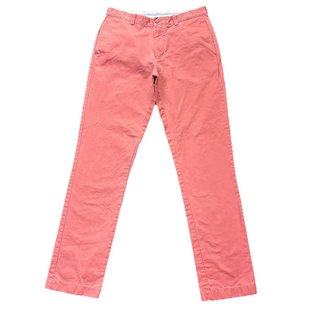 J Crew Essential Pants Mens 34x35 Pink Salmon Slim Chino Straight Preppy Office